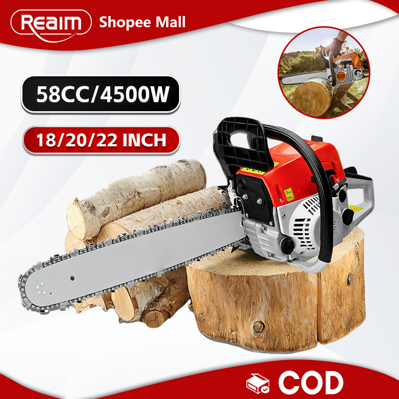 Reaim Mesin Potong Kayu 52CC Mesin sinso senso Chainsaw 2Tak 20inch Gergaji Potong Pohon Kayu GERGAJ