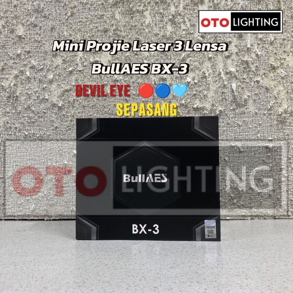 Lampu Mini Laser 3lens AES BX-3 | Devil Eye | Mini Projie 3 Mata AES | Putih - Kuning | Sepasang