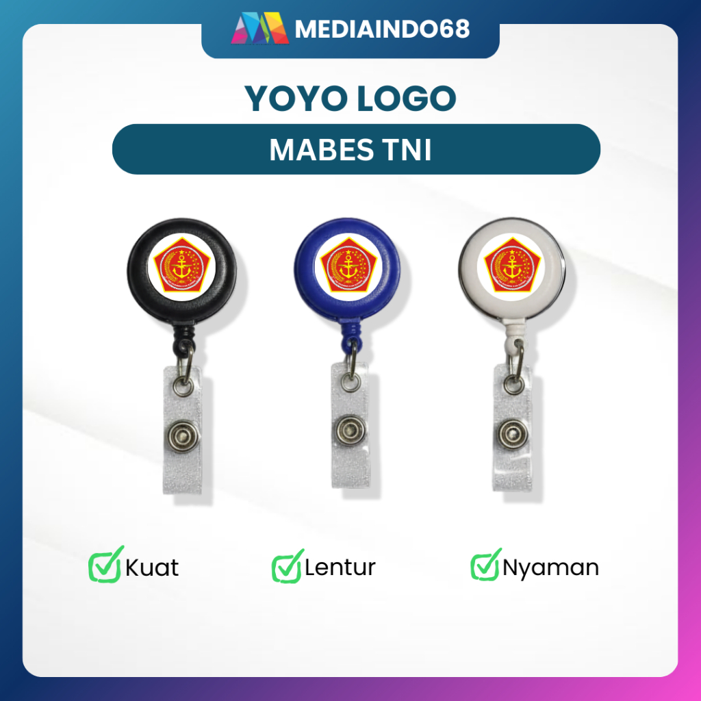 YOYO ID CARD PUTAR NAME TAG + CUSTOM LOGO MABES TNI RESIN TIMBUL  UNTUK INSTANSI/KANTOR