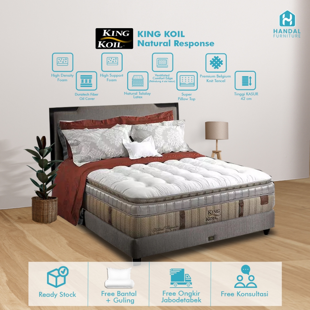 Kasur Springbed King Koil Natural Response 100x200, 120x200, 160x200, 180x200, 200x200 Pocket Latex 