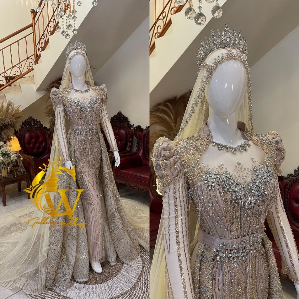 Slim Ekor Crinolin || Gaun Slim Pengantin || Slim Ekor Premium || Gaun Pengantin Mewah Elegant || Ga