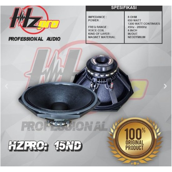 SPEAKER HZPRO 15ND SPEAKER KOMPONEN NEODYMIUM