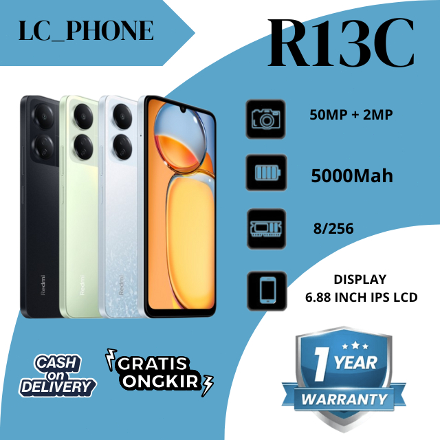HP Xiaomi Redmi 13C Ram 8/256  GARANSI ORIGINAL 1TAHUN