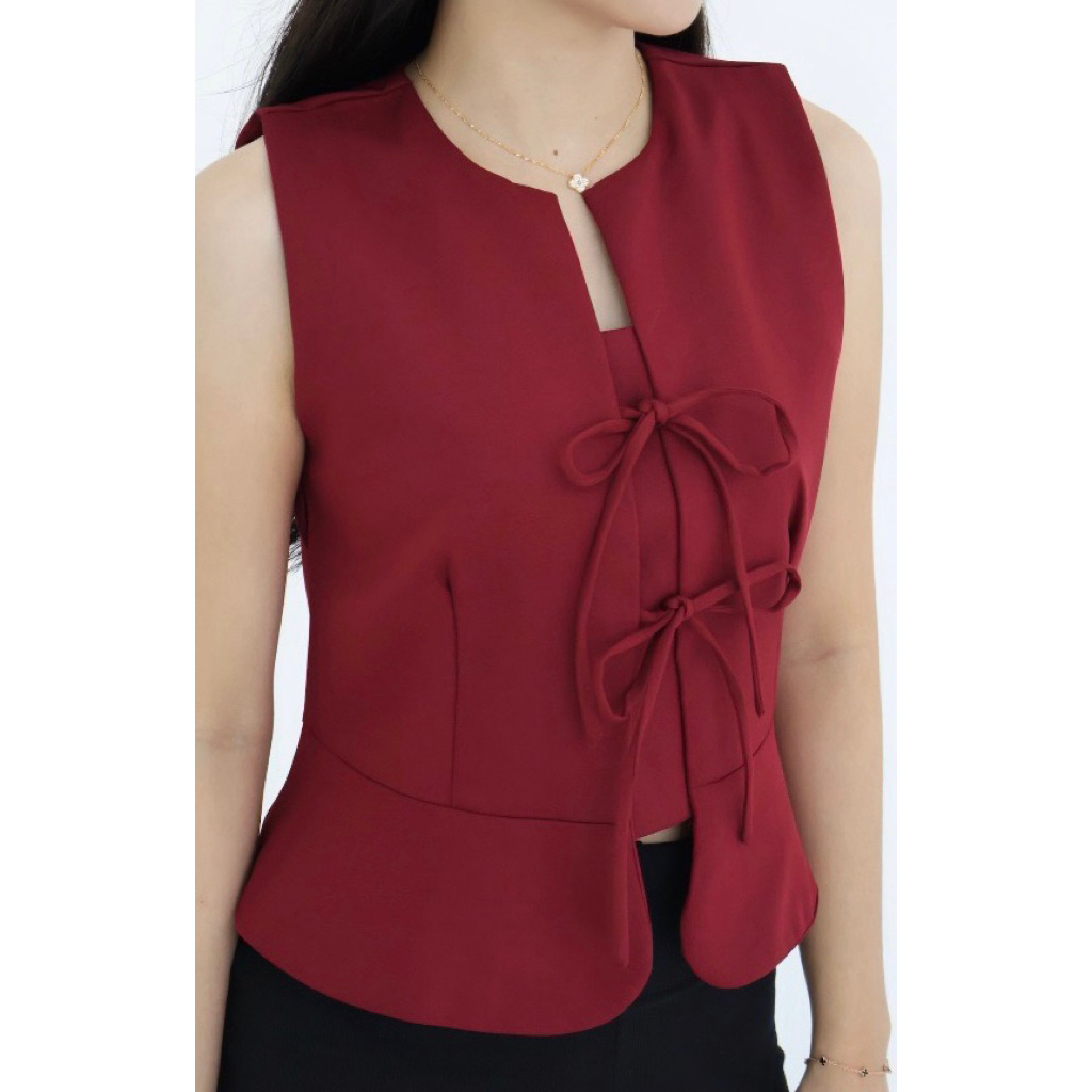 preloved atasan blazer outer rompi merah maroon