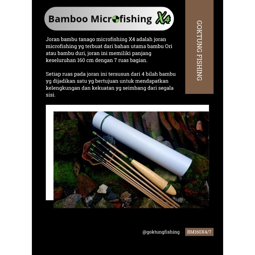 Joran Tanago Bambu 160 cm, Joran Microfishing X4
