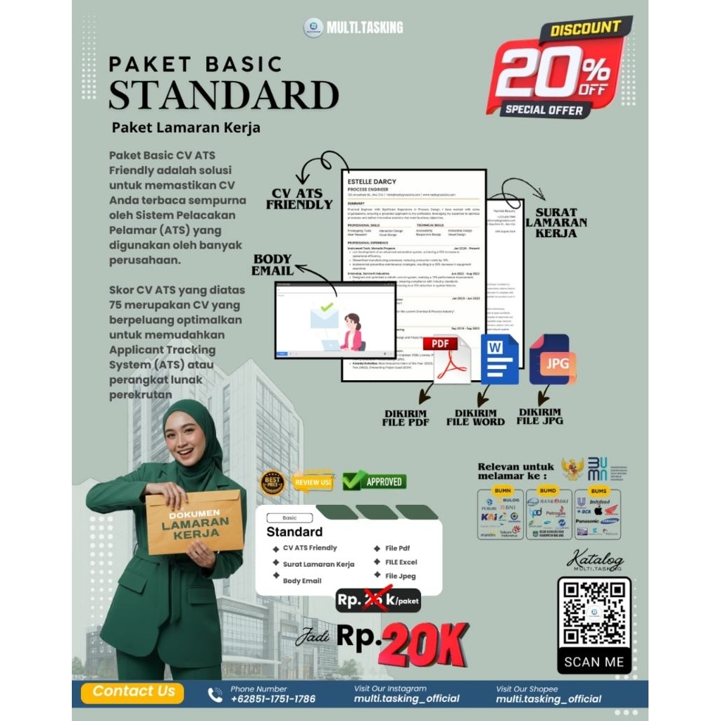 PAKET BASIC STANDARD - Jasa Pembuatan CV ATS Friendly Paket Basic Standard Murah Lengkap Surat Lamar