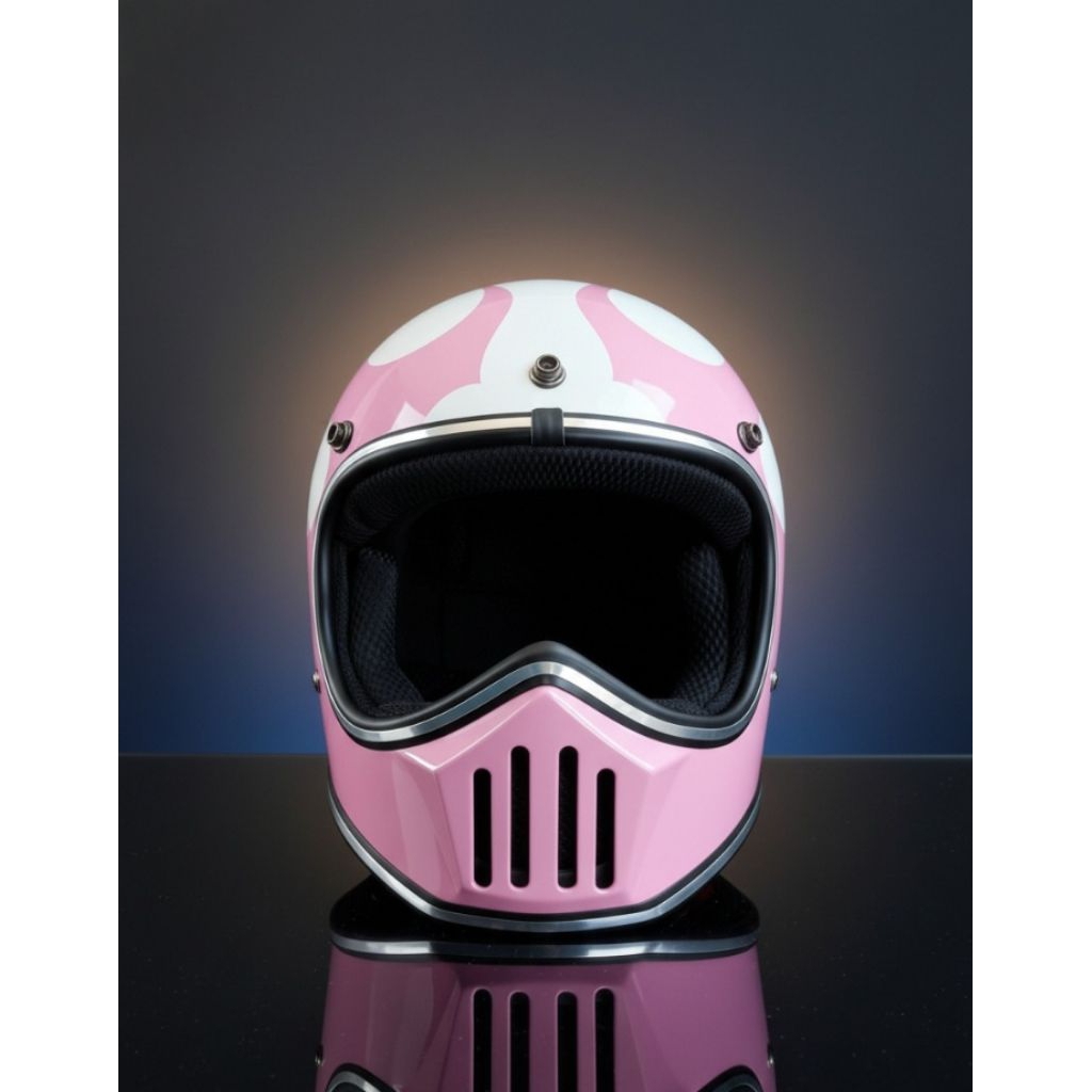SUESSTARS Helm Cakil Retro Motif Api Pink