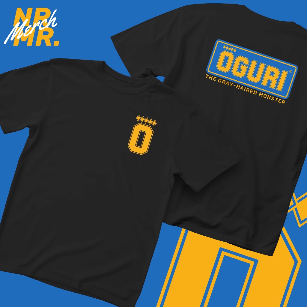 Oguri Cap "THE GRAY-HAIRED MONSTER" T-shirt Kaos parody logo OHLlNS Uma Musume Cinderella Gray / Pre