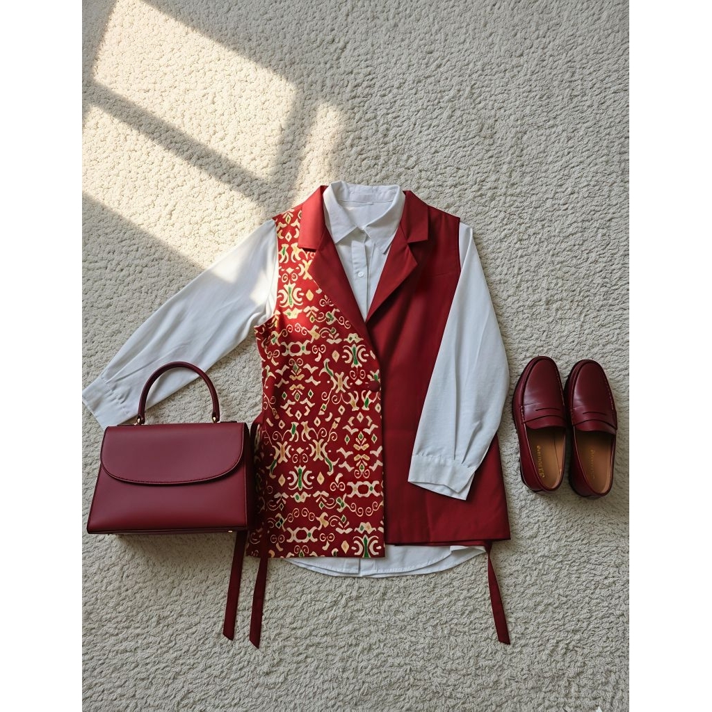 Red Chic Maroon Blazer Batik
