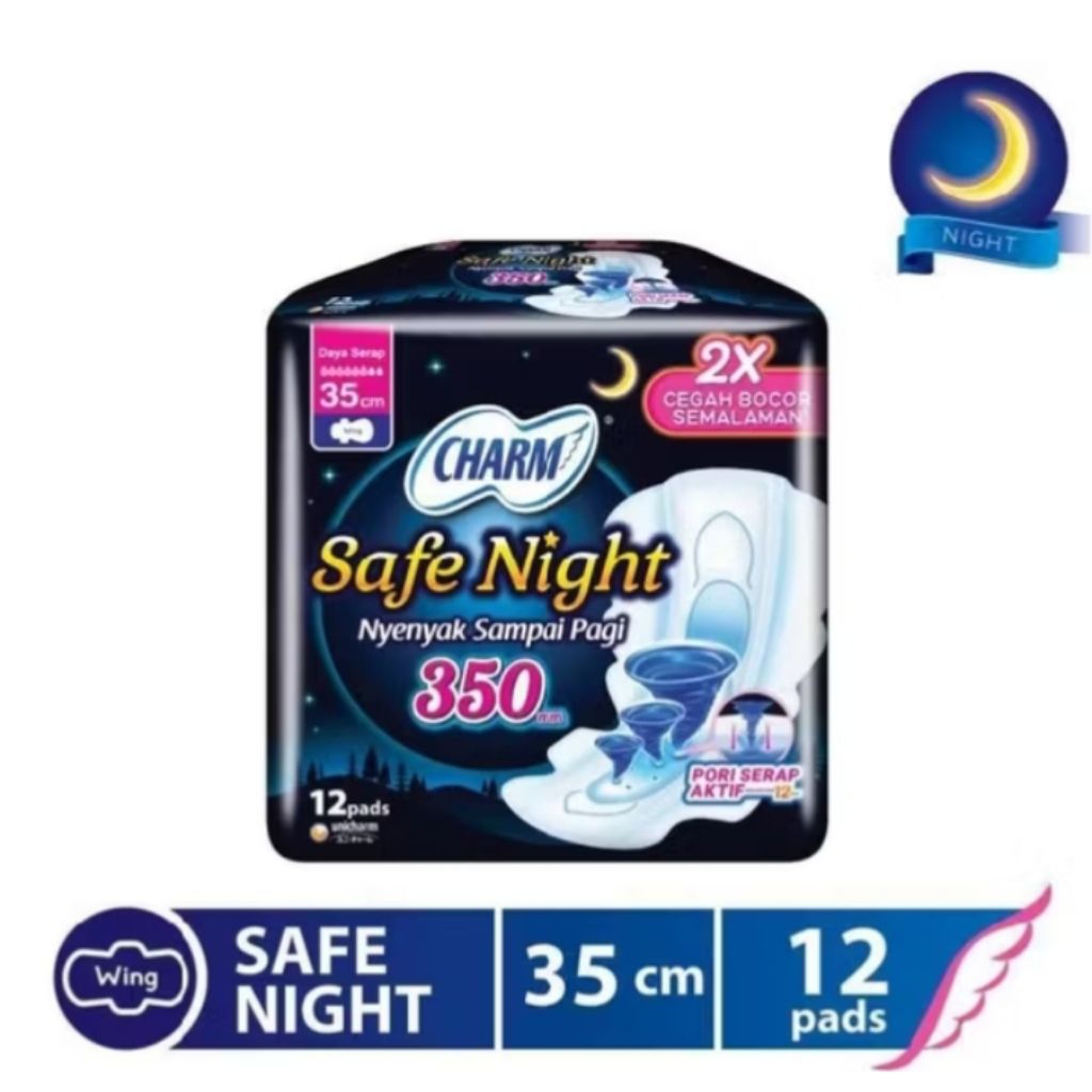 Charm Pembalut Safe Night 35cm 18 pads