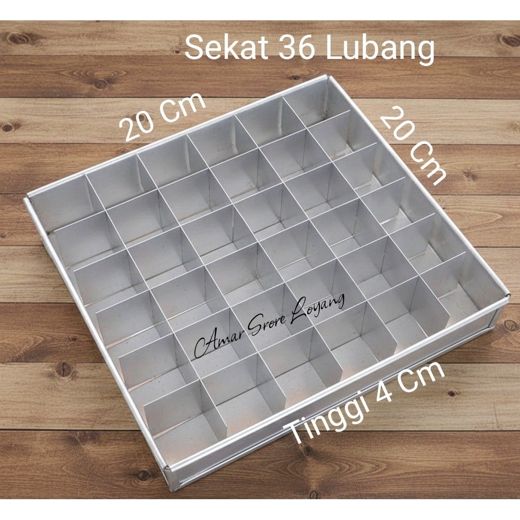 Loyang Sekat Ukuran 20x20/22x22/25x25 6Cm Isi 36 Lubang/Loyang Bolu/Brownies, Nastar