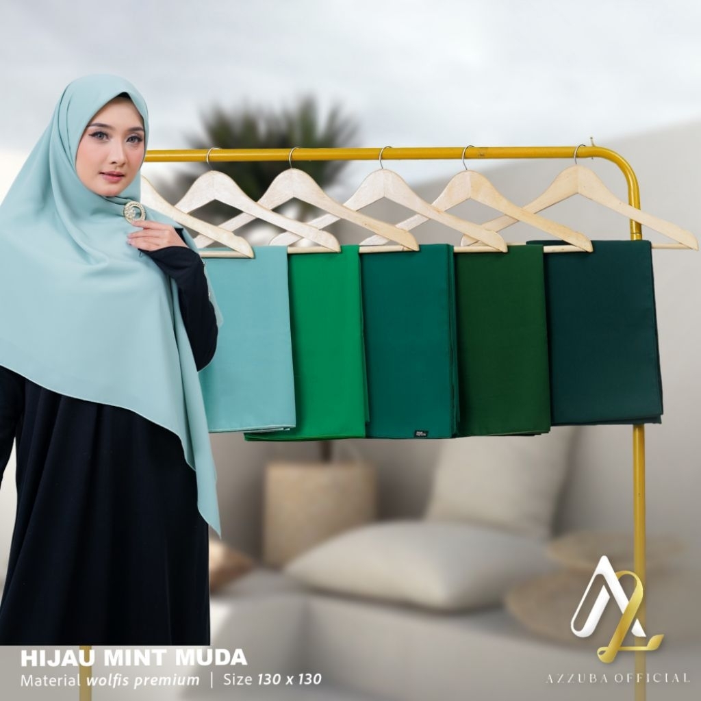 HIJAB SEGIEMPAT WOLFIS WARNA WARNA HIJAU