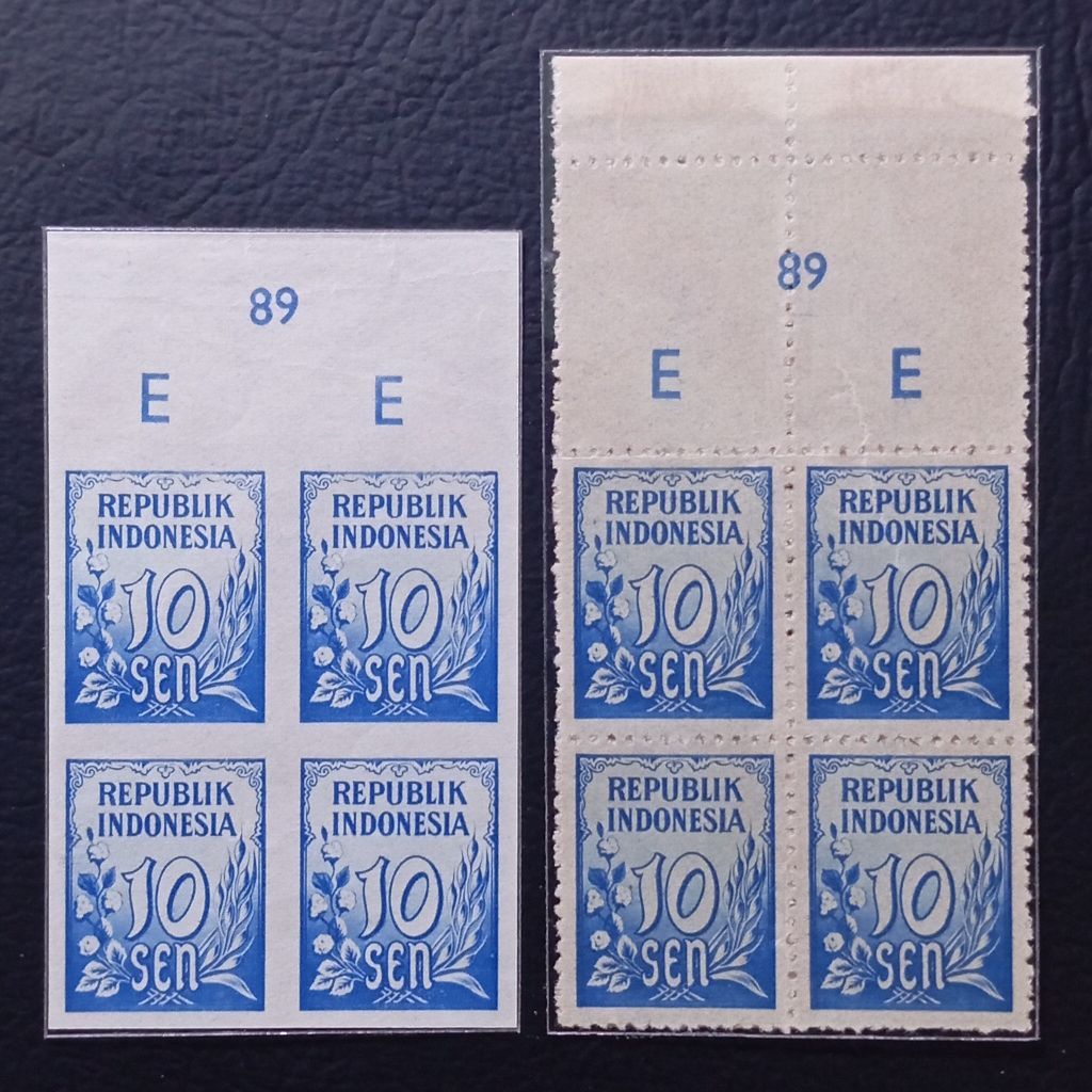 Prangko Proof 10 Sen Padi dan Kapas 1951 Kertas Tipis