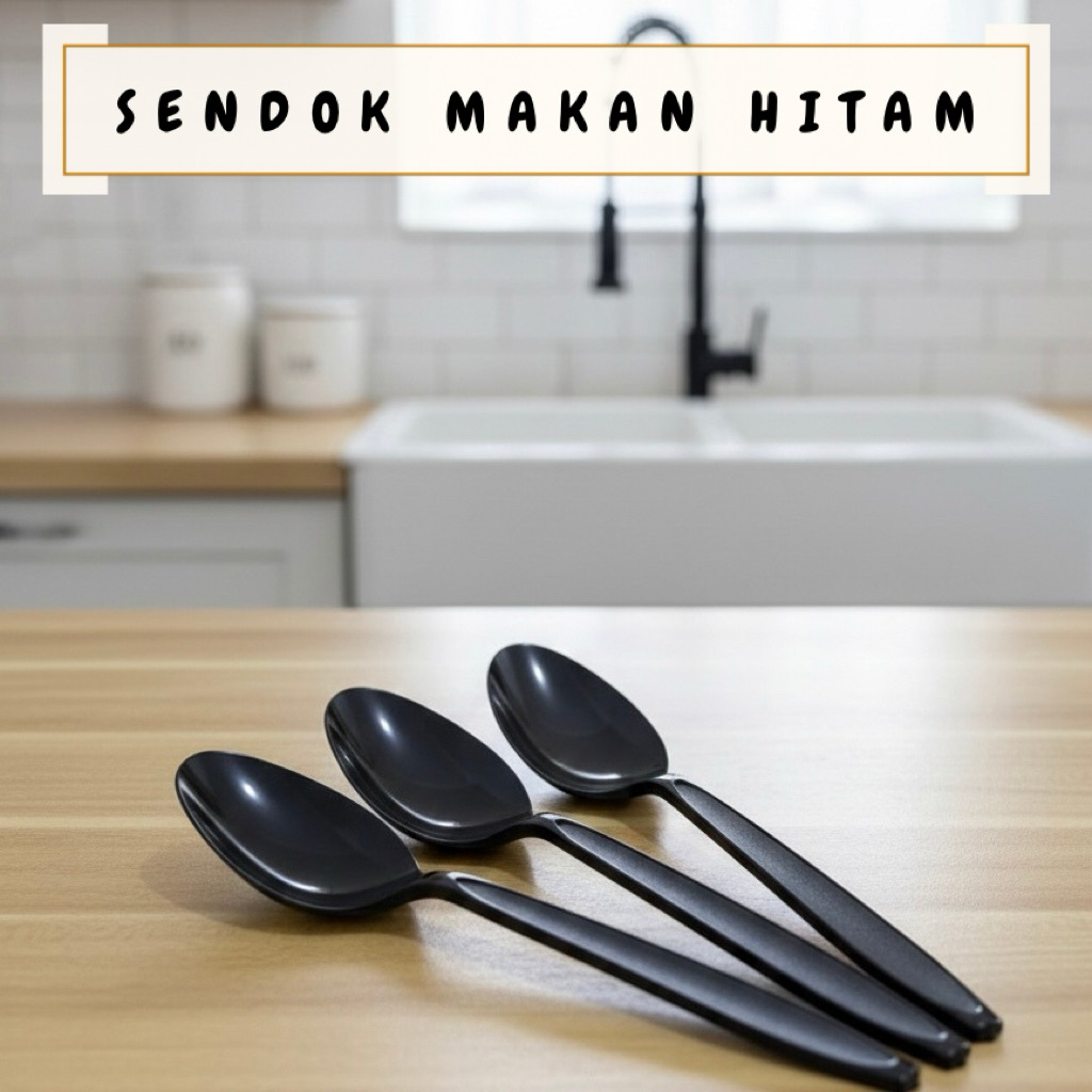 SENDOK MAKAN PLASTIK HITAM / SENDOK MAKAN / SENDOK PLASTIK / PERALATAN MAKAN / SENDOK
