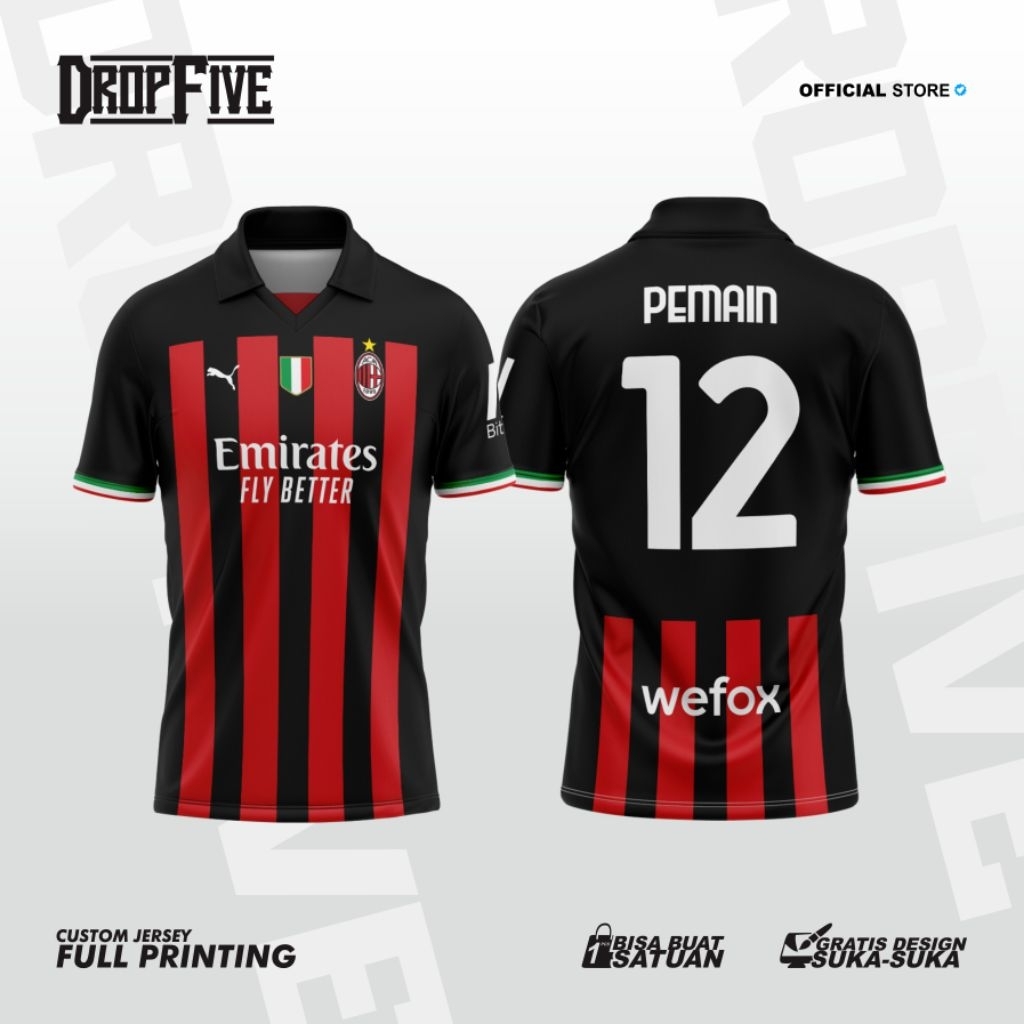 JERSEY CUSTOM AC MILAN HOME 2006-2007 FULL PRINTING