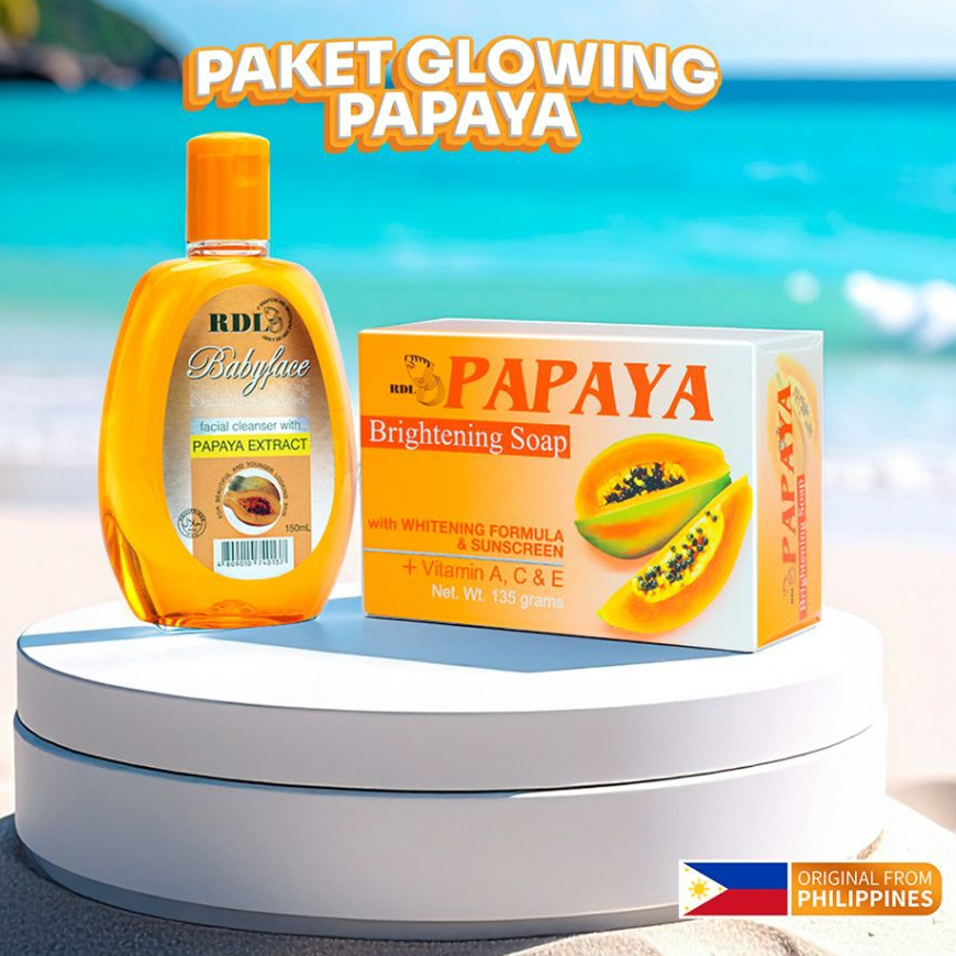 Skincare Extra Glowing Facial Cleanser ,Sabun Papaya ,Toner RDL & SERUM RDL WHITENING FACIAL SERUM 3
