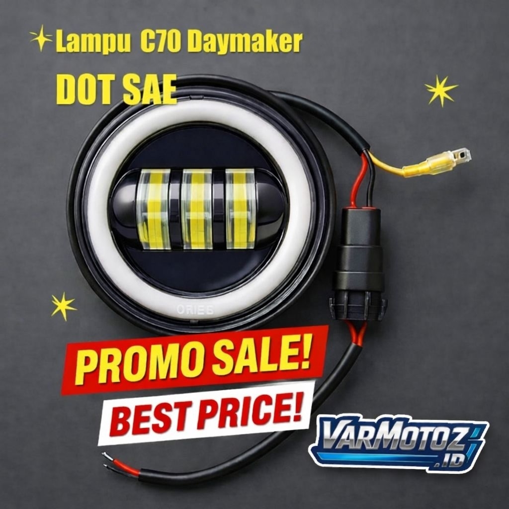Lampu Depan C70 Daymaker 4.5 Inch DOT SAE Ring Blue White