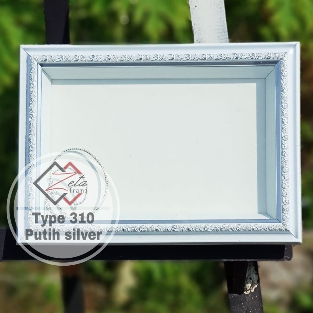 Tipe 310 putih silver - pigura mahar ukir uk. 25x35 - pigura 3D ukir