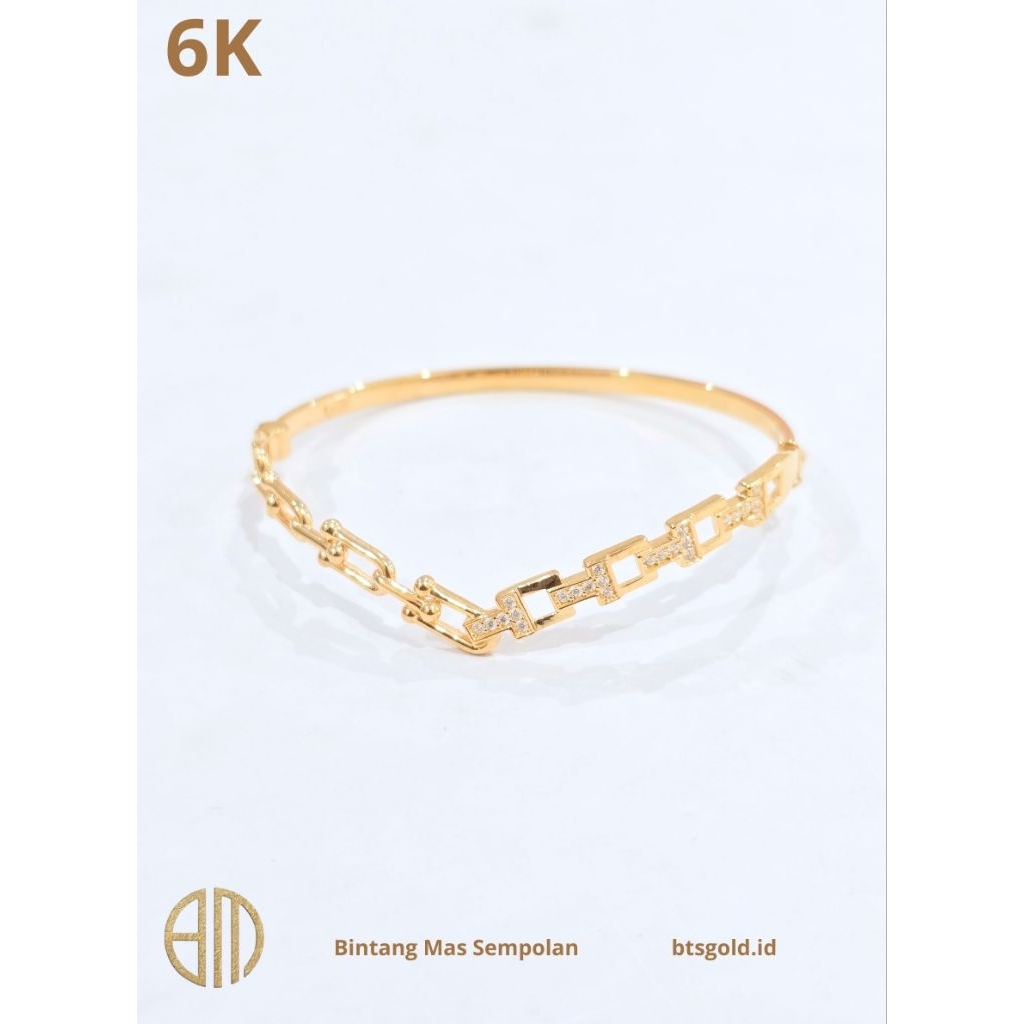 Gelang Bangle Model Rantai Dan Kotak  Simple Emas Asli