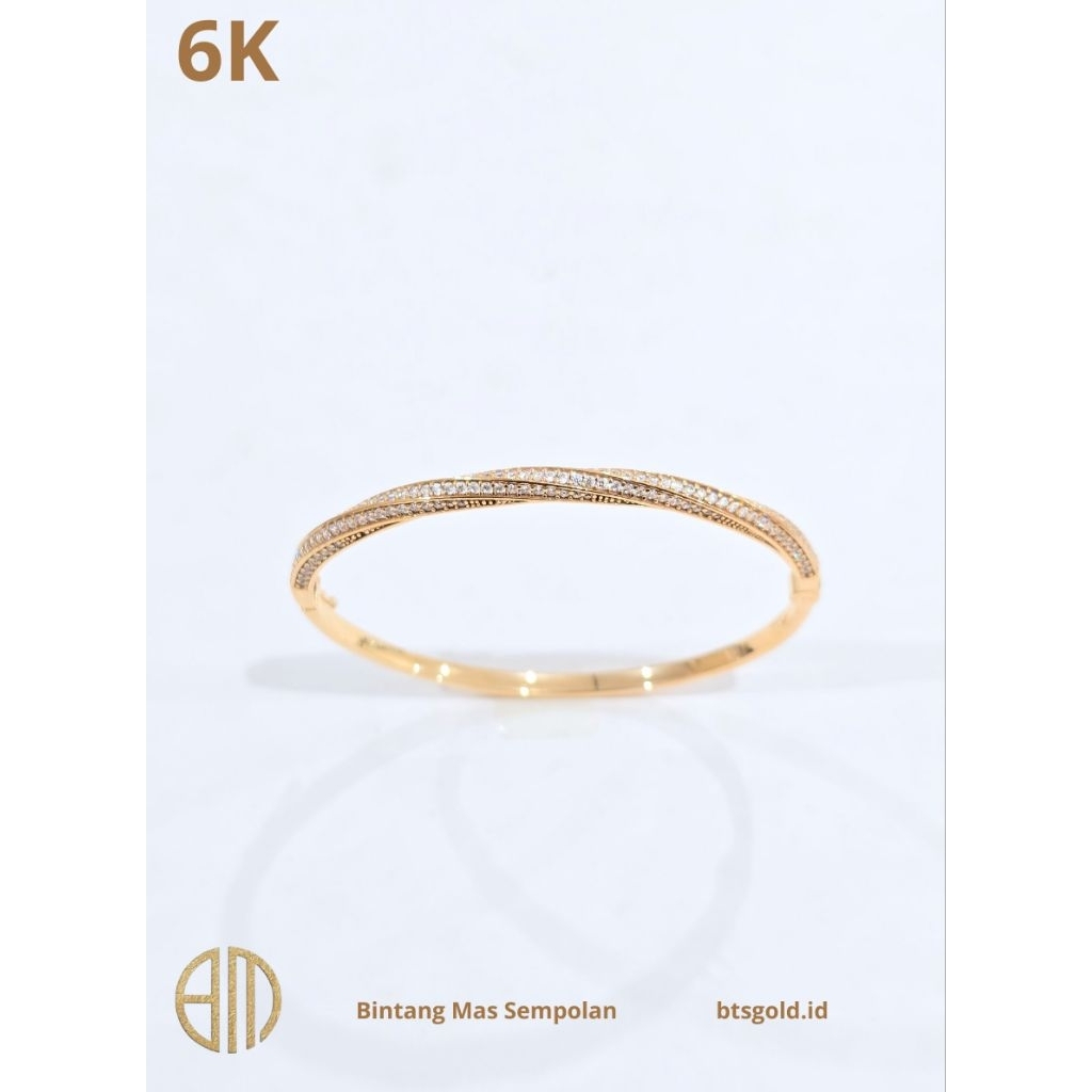 Gelang Bangle Permata Putih Model Lilit Listring Emas Asli