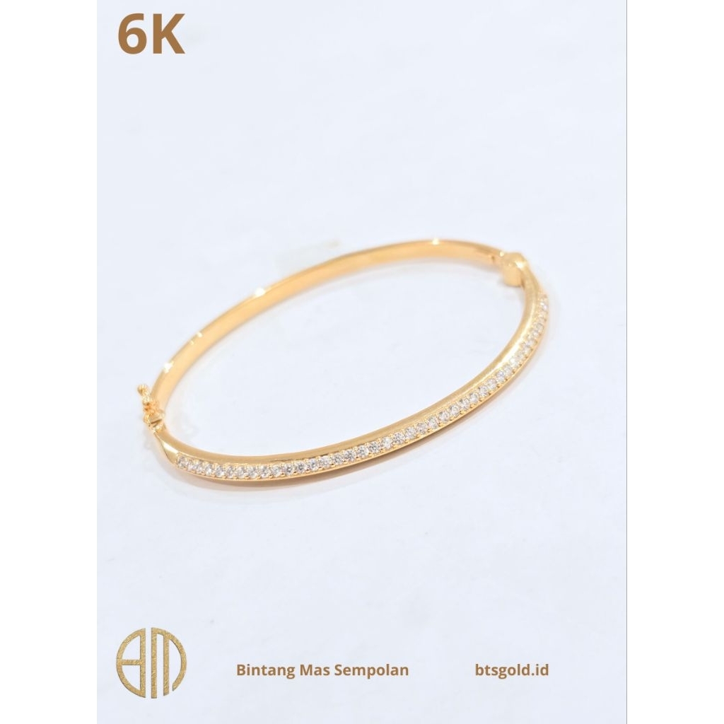 Gelang Bangle Permata Putih Listring Emas Asli