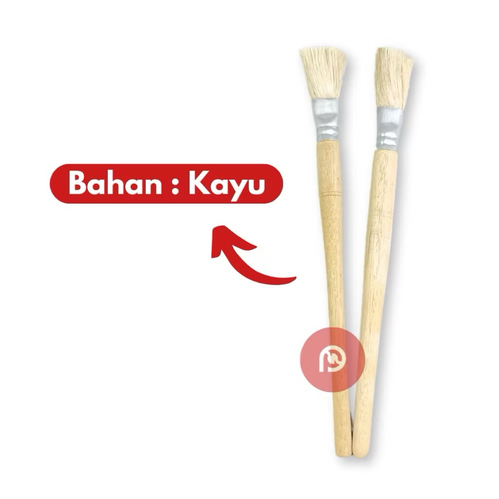 Kuas Kue Serbaguna Bahan Serat Premium Anti Rontok Gagang Kayu | Kuas Oles Mentega Kue Nastar Kuas K