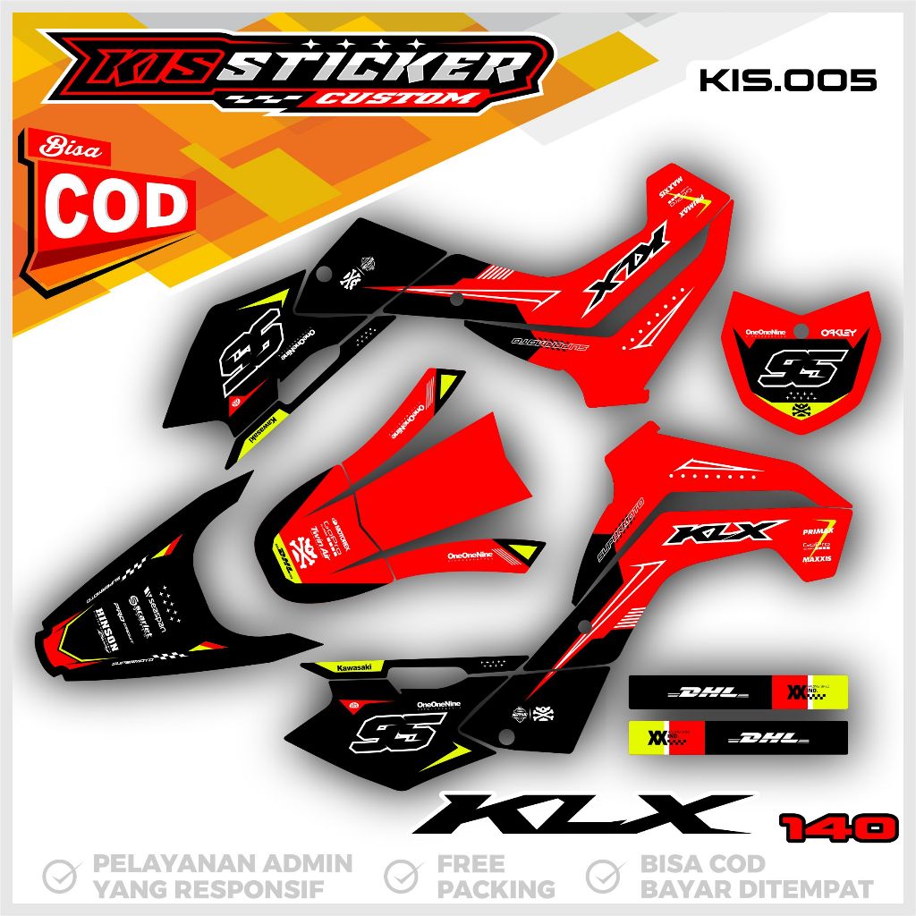 Stiker Decal KLX 140 Full Body - Stiker motor klx 140 - Decal klx full blok