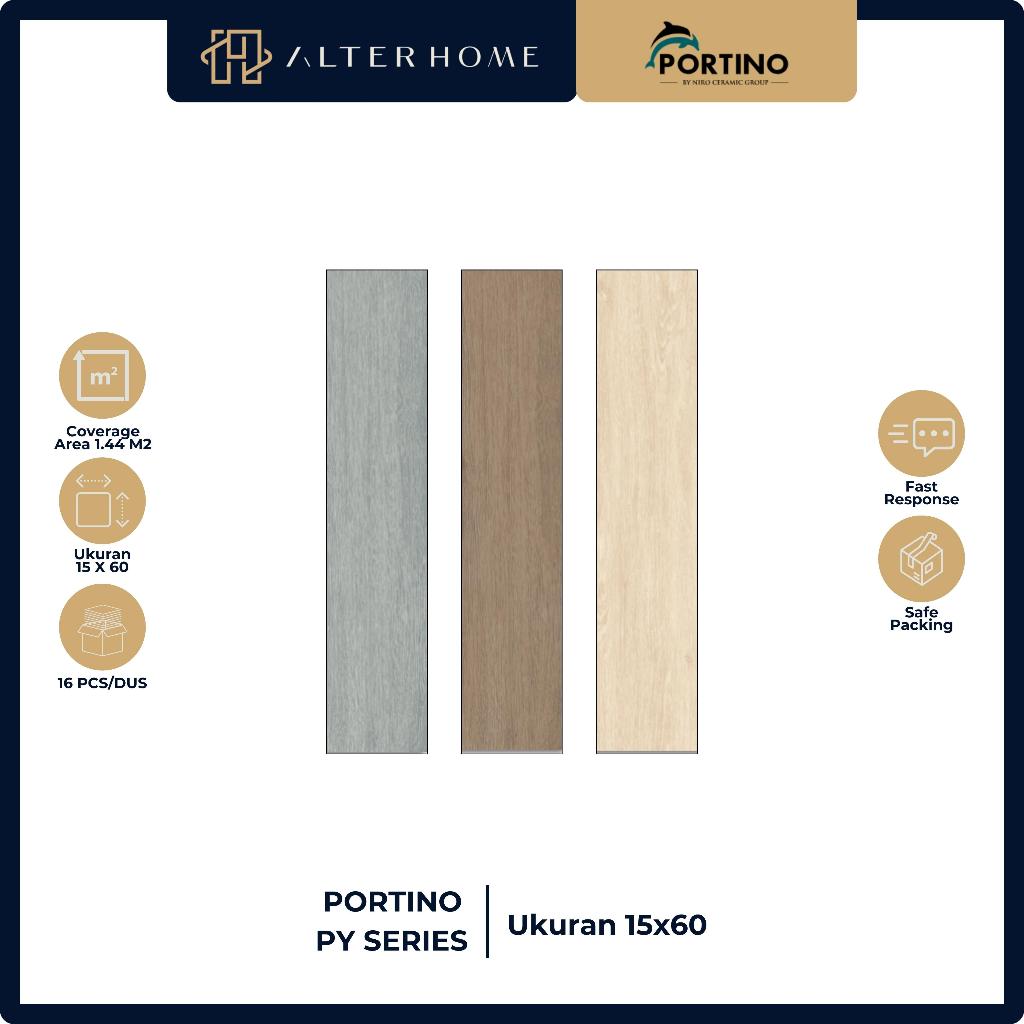 GRANIT LANTAI KAMAR MANDI | DAPUR | MOTIF KAYU | PORTINO PY SERIES | UKURAN 15x60 CM