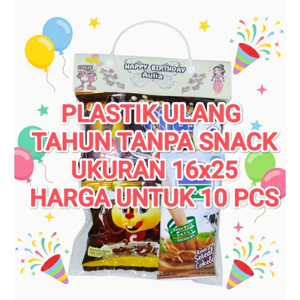 plastik snack ulang tahun / souvenir bingkisan ulang tahun / kantong snack ulang tahun