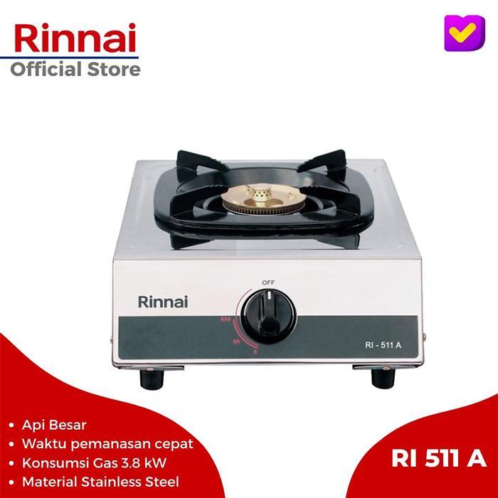 Kompor Gas 1 Tungku Rinnai RI 511 A Api Lilin Kompor Stainless Rinnai