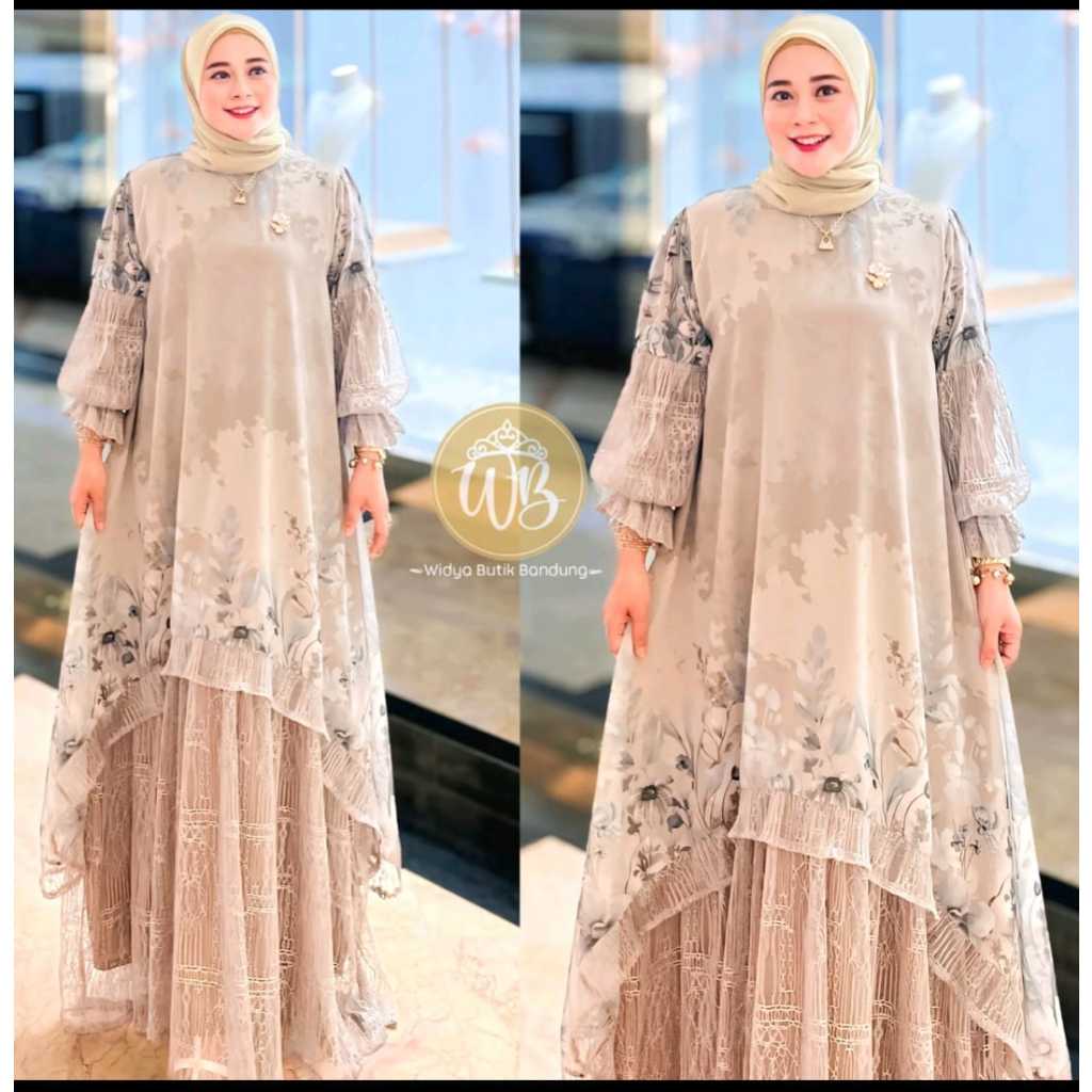 Gamis Aisyah Premium Brokat Tile | Dress Muslimah Elegan Syari Jumbo Friendly