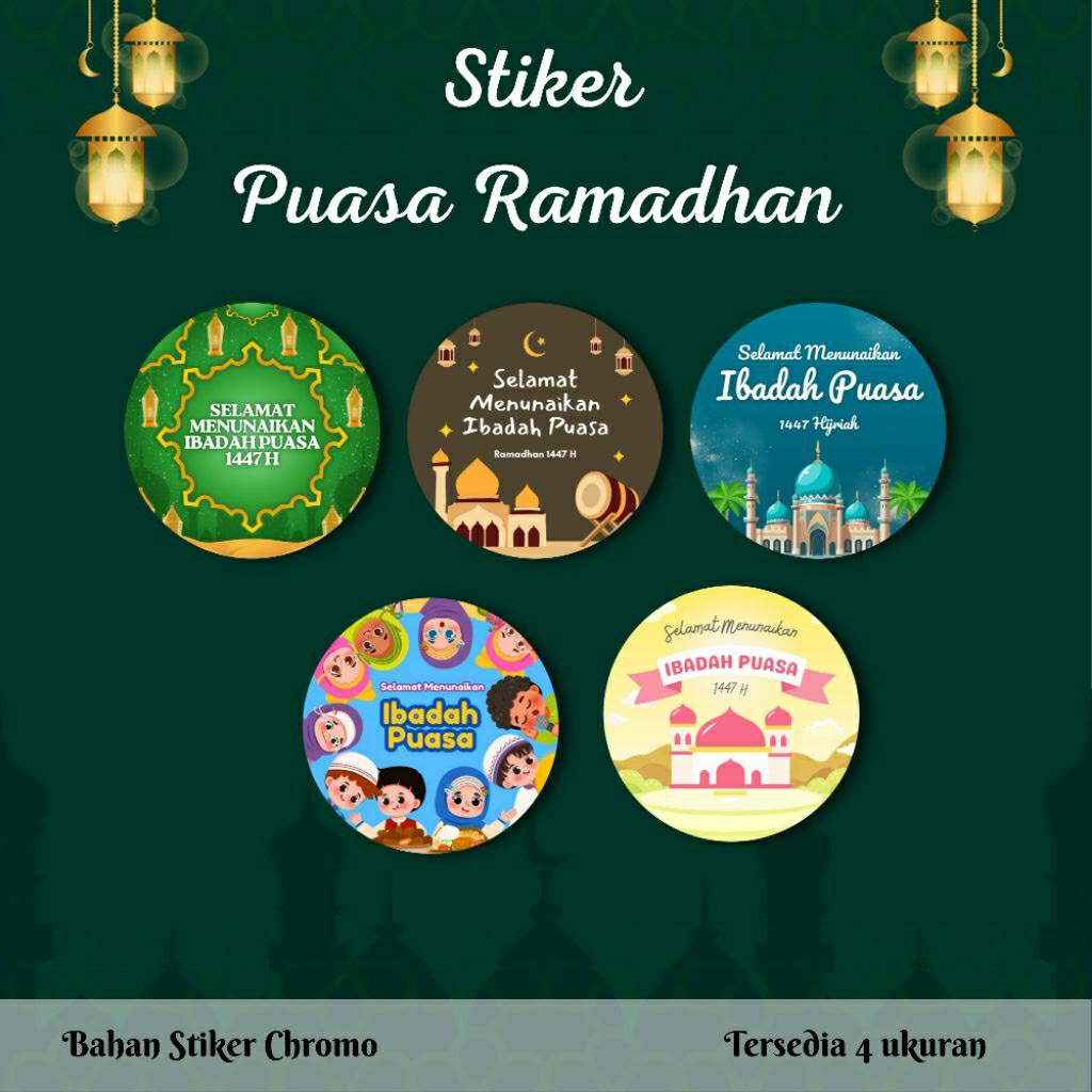 Stiker Selamat Menunaikan Ibadah Puasa/Stiker Label Puasa/Stiker Hampers Puasa