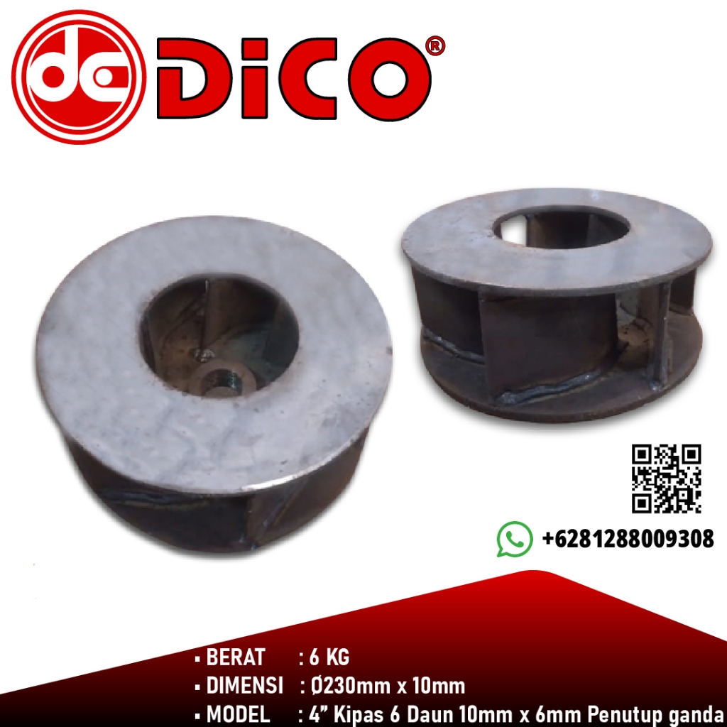 DICO Kipas 6 daun (10 x 6) Double Penutup - Pompa pasir 4"