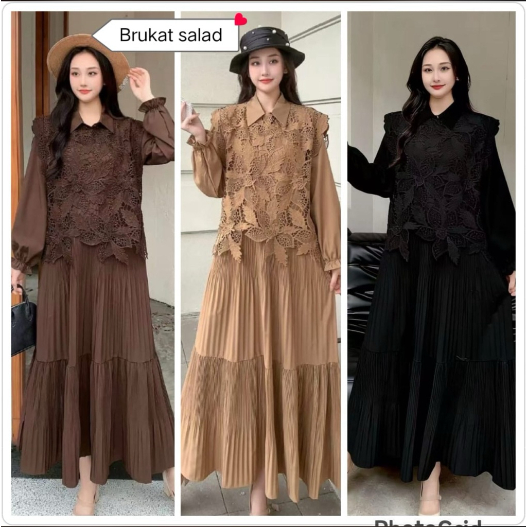 gamis brukat salad, dress kev, gamis bangkok, gamis putih, white maxi, dress katun bordir, gamis eye