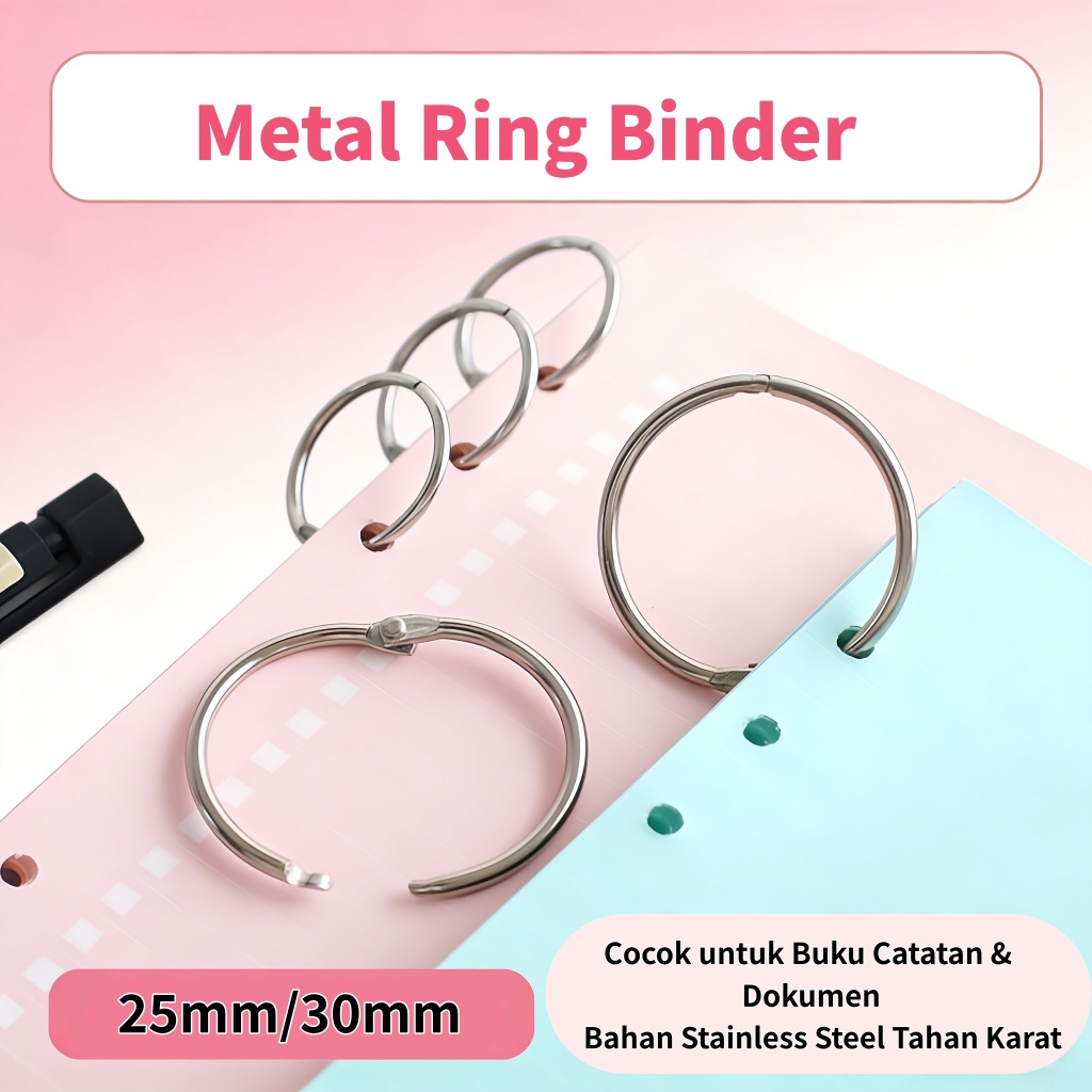 QUAFF Ring Binder Aesthetic 25mm 30mm - Binder Loose Leaf Lucu Rak Buku Buka Tutup Mudah, Desain Tre