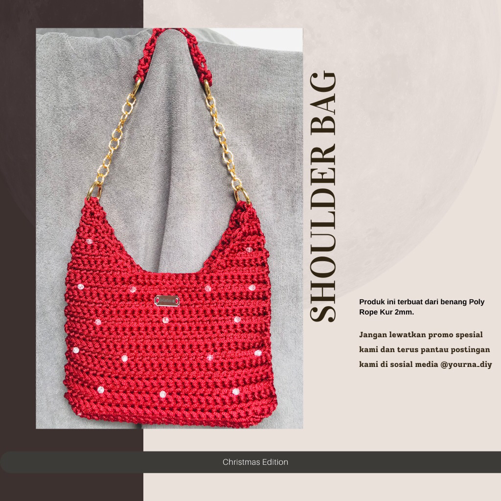 Shoulder Bag/Tas bahu mutiara cewek rajut/tas kondangan