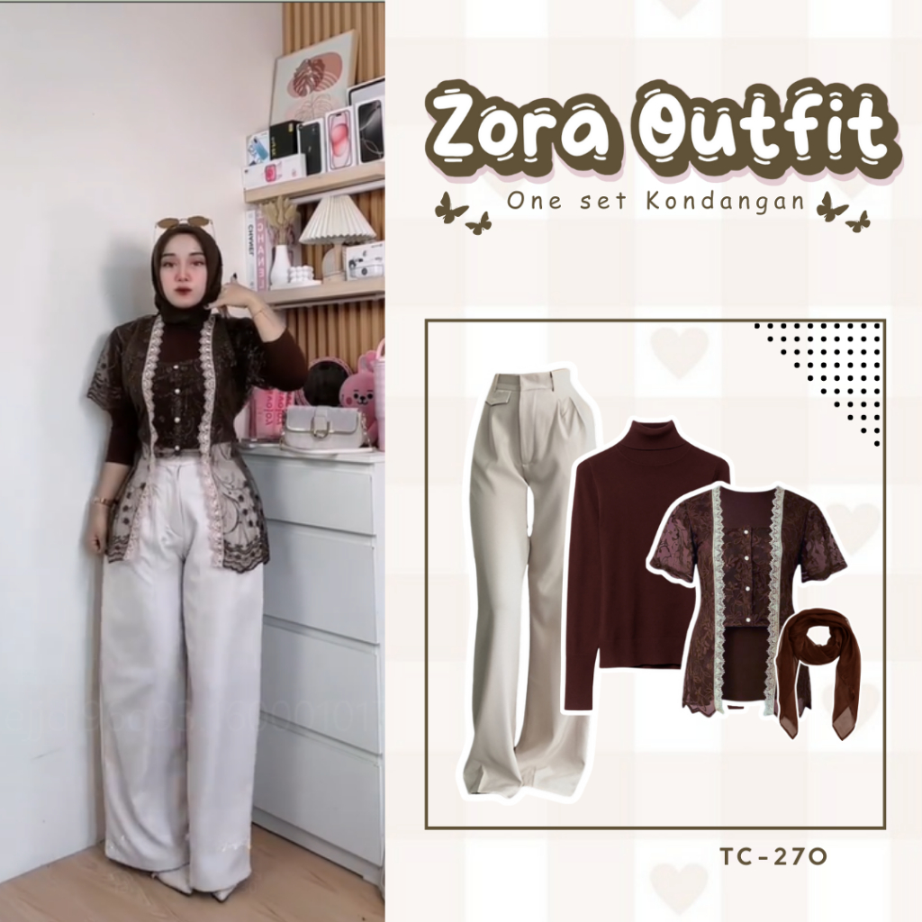 Outfit Kondangan Style Remaja Kekinian ( Celana + Manset + Brukat + Hijab ) SET TC-270
