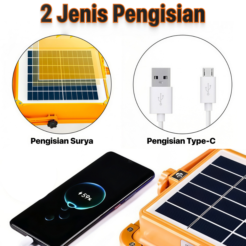 PROMO [GARANSI 30 TAHUN] LAMPU DARURAT TENAGA SURYA LAMPU EMERGENCY TAHAN 24 JAM 2500W IP67 TAHAN