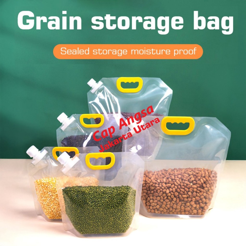 [CAPANGSA_01] Kantong Air dan Makanan Portable Jerigen Lipat Transparan | Wadah Simpan Beras Gula Ko