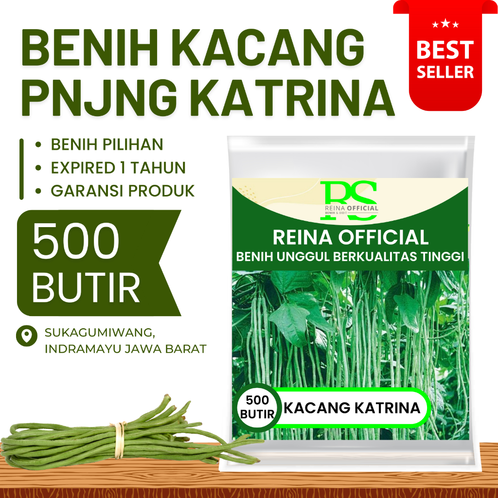*TERMURAH* 500 BUTIR BENIH KACANG PANJANG KATRINA KEMASAN ALUMUNIUM FOIL AA BIBIT