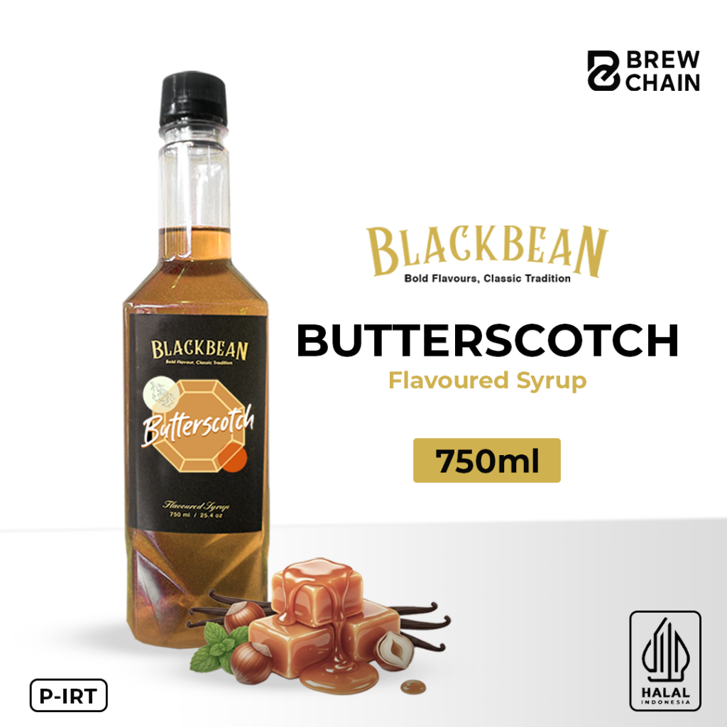 BREWCHAIN - BUTTERSCOTCH SYRUP BLACKBEAN PREMIUM 750ML /SIRUP BUTTERSCOTCH/ BUTTERSCOTCH SYRUP HALAL