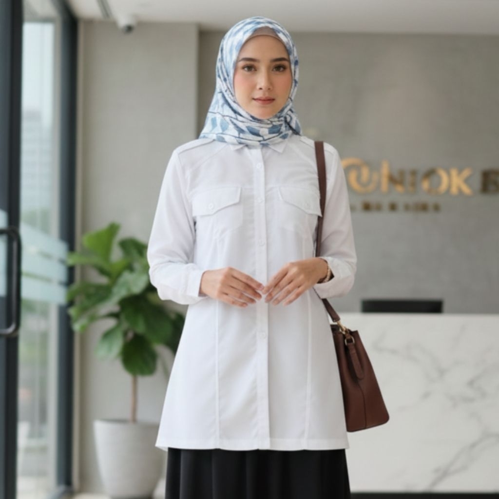 [KMJ01] Atasan Putih Polos Atasan Katun Renda Atasan Kerja Kemeja Putih Wanita Kemeja Kerja Wanita K