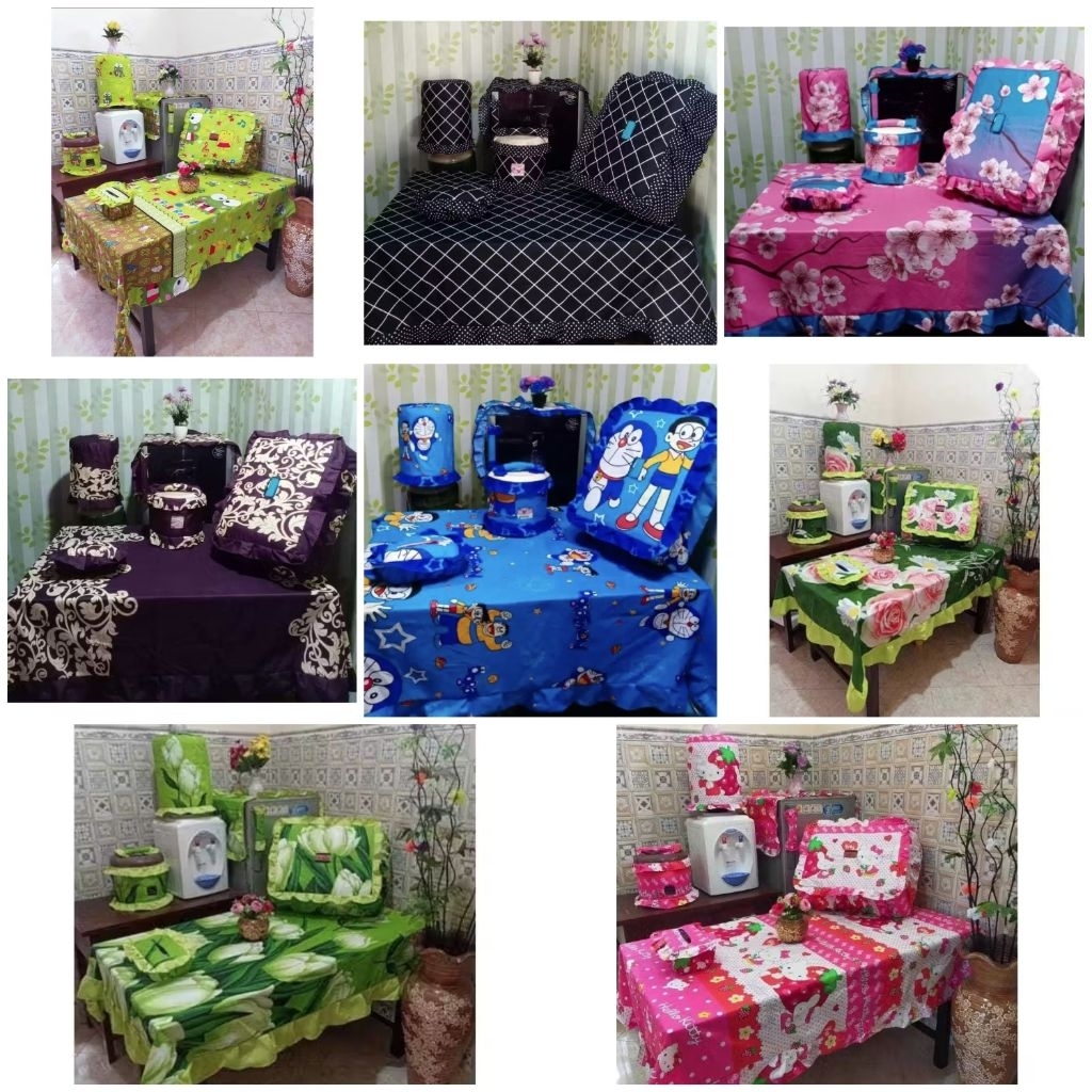Kitchen set lengkap termurah isi taplak meja cover kulkas magic com tutup galon tutup tudung saji