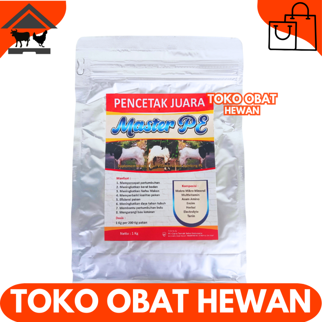 PREMIX KAMBING MASTER PE 1KG - Premix Kambing Pemacu Pertumbuhan Penggemukan & Pelebat Bulu Kambing