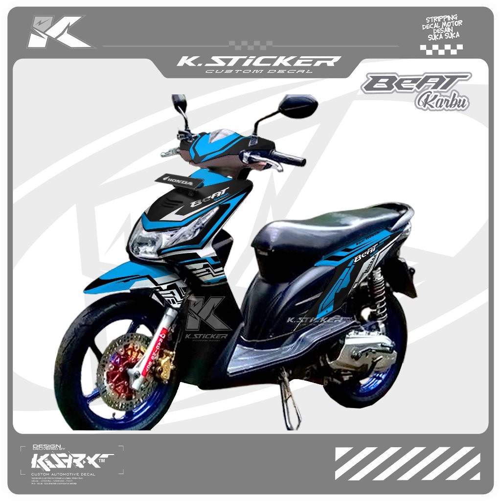 DECAL STICKER HONDA BEAT KARBU MERRY CAT PUTIH-PINK2