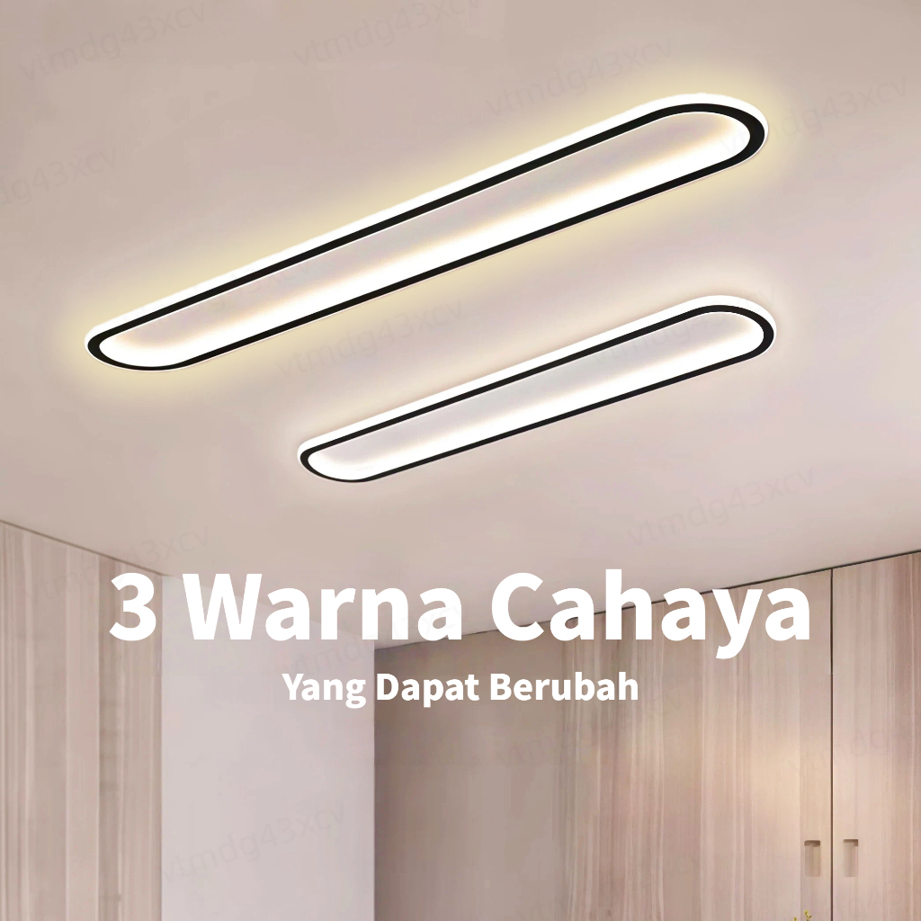 Lampu Hias Rumah LED Ruang Tamu Kamar Minimalis Celling Light 3 Warna Lampu Plafon Strip Panjang