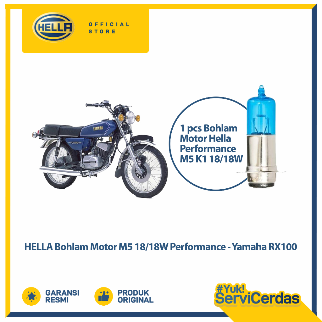 Bohlam Motor Hella Yamaha RX100 M5 12V 18/18W 4500K Performance - Lampu Motor