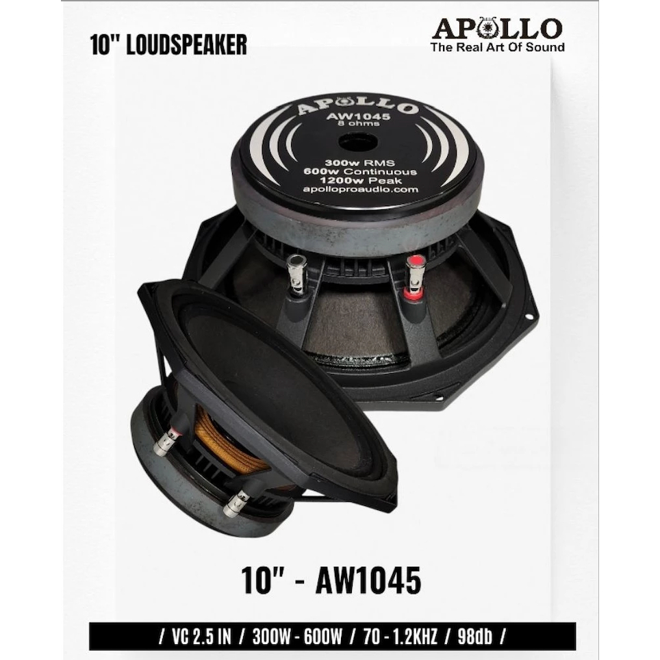 Komponen Speaker / 10 Inch / Apollo AW1045 / VC 2.5 IN / APL AW 1045 / 98dB – RMS 300 Watt