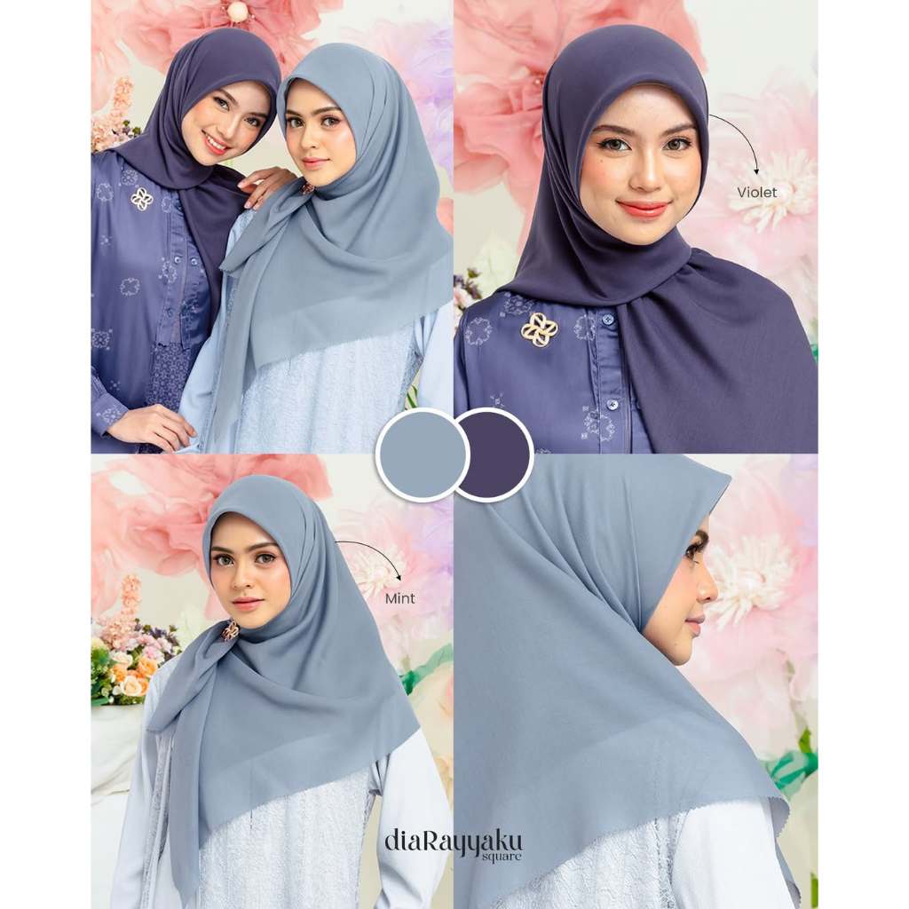 Nbrs Hijab segi empat polos cantik dan elegan jilbab segi empat syari muslimah terbaru hijab basic p