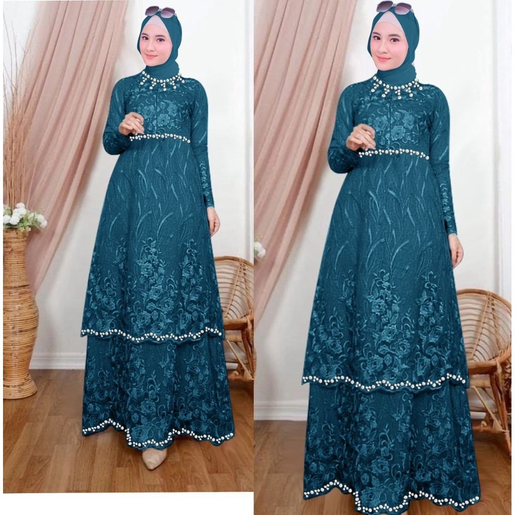 CINTA - GAMIS FULL FURING MUTIARA BORDIR IMPORT M L XL XXL XXXL JUMBO /GAMIS PESTA MUSLIM/BAJU KONDA